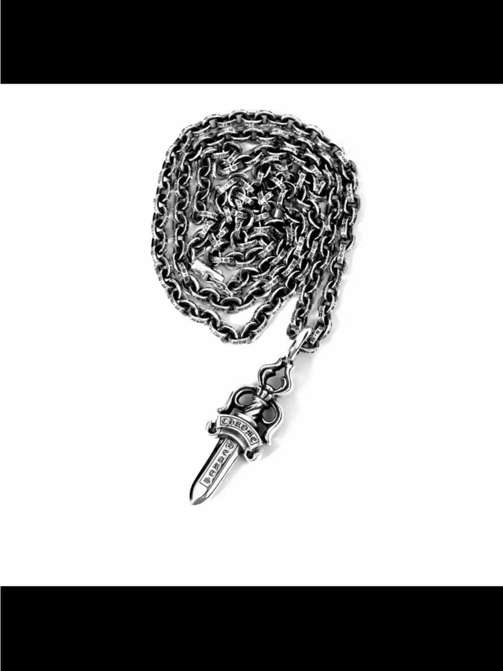 Chrome Hearts Silver Gothic Dagger Pendant Necklace